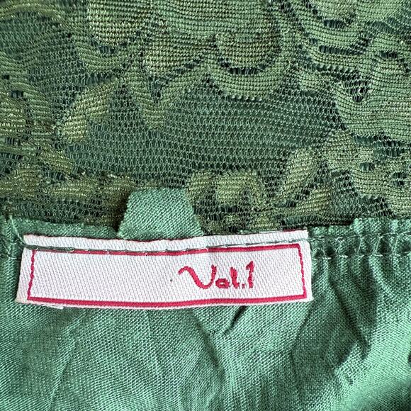 Y2K Lace Trim Cami Top Medium Olive Green 90s Fairy Whimsygoth Retro Camisole - Picture 4 of 14